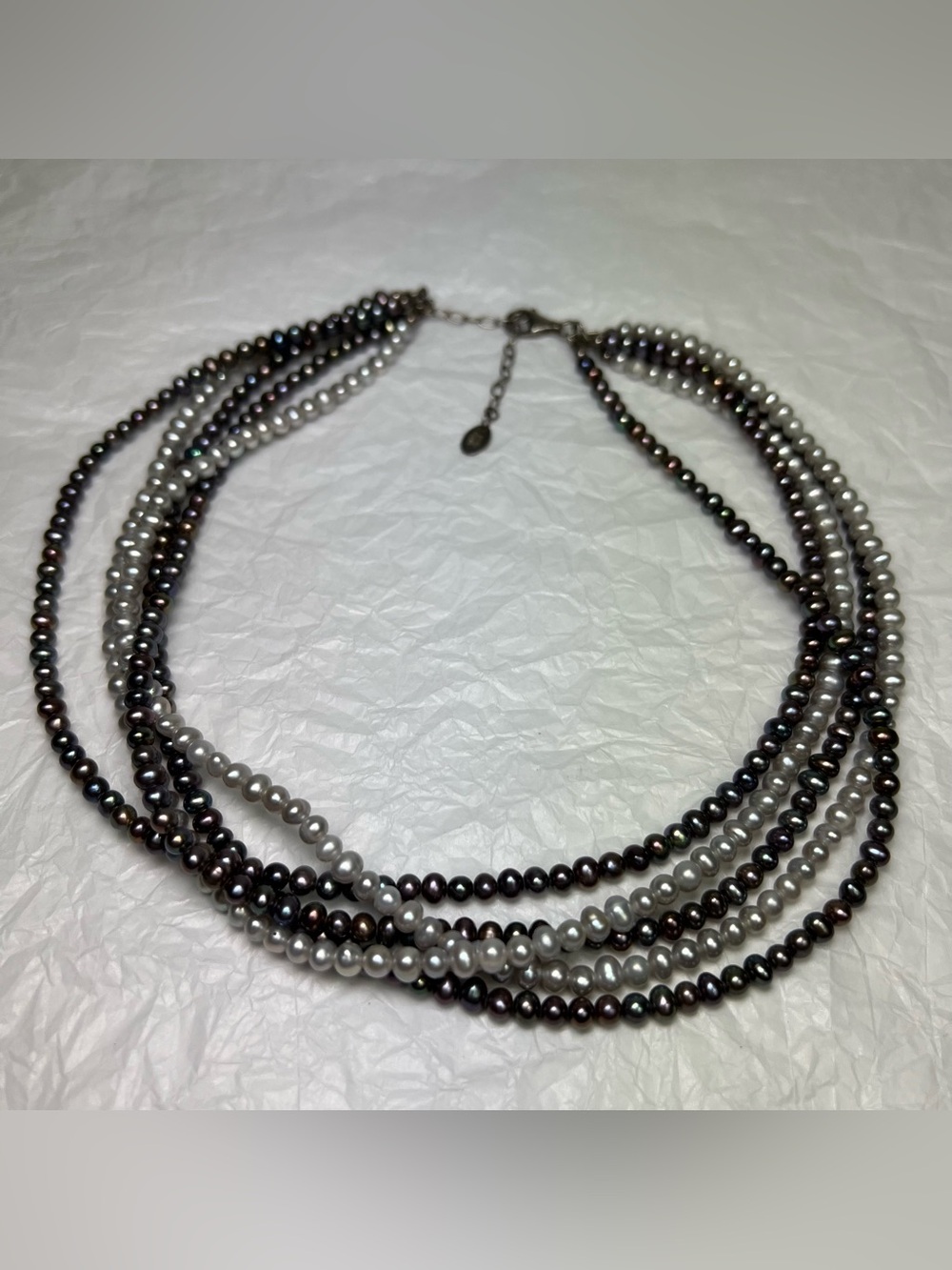 Silpada Sterling Silver Freshwater Pearl 5 Strand Choker Necklace Multicolor